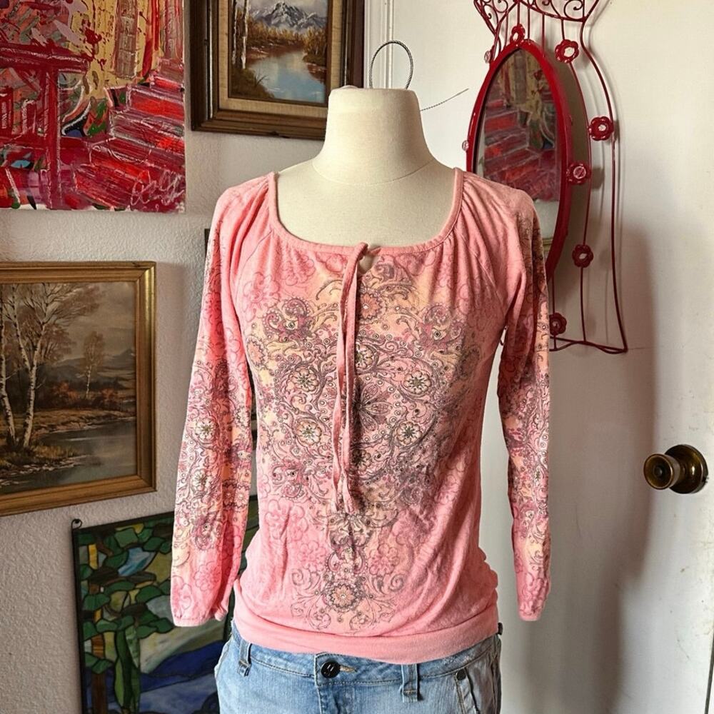 sugar tart pink long sleeve bohemian top